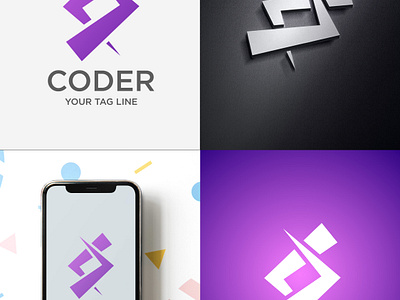 Coder Logo Design brand branding code coder creative design developer graphic design icon logo logo design logo inspire logos minimal vector