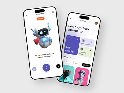 AI Chat bot Mobile Ui Interface aichatbot appdesign artificialintelligence chatbotapp customersupport dribbble productdesign seamlessexperience smarttechnology techinnovation userengagement uxdesign virtualassistant