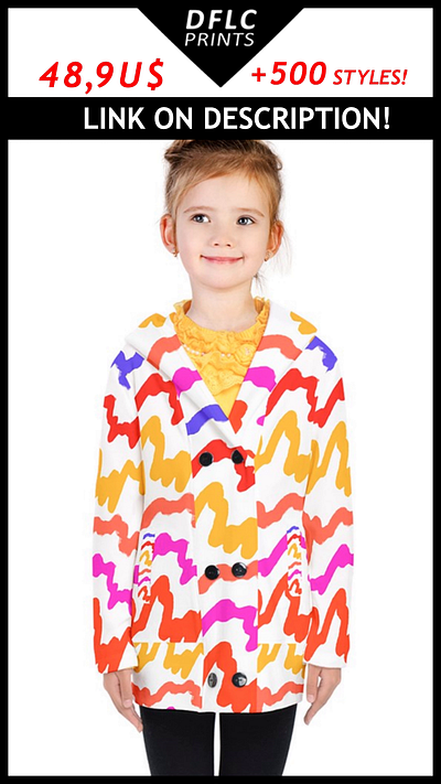 Kids Double Breasted Button Coat Print Collection alloverprints coats desing fashion fashion for kids prints surface design textile design