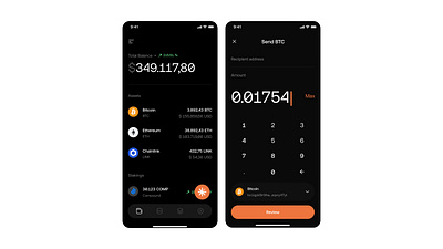 Radius Wallet Home and Calculator Screen app calculator crypto home mobile wallet