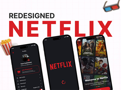 🎬 Netflix Redesigned - Movie & Series Watching Mobile App | UX 3d app app desing branding design illustration logo movie mobile app netflix design series app ui ui design netflix