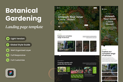 Botanical Garden Landing Page app landing page botanical botanical garden botanical garden app botanical garden web botanical garden website design kit garden green landing page template mobile landing page plant product landing saas landing software startup landing page theme web design mockup website design website template