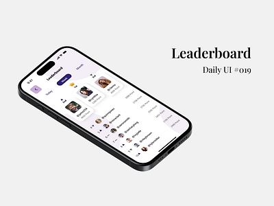 Leaderboard - Daily UI #019 daily ui daily ui 19 figma leaderboard mobile app design ui ui design uiux uiux design