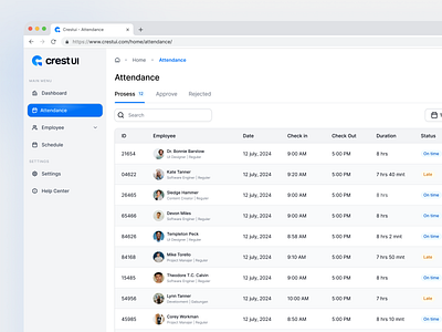 Tables dashboard HR Management attendance dashboard design employee mangement member table table ui ui ux webdesign