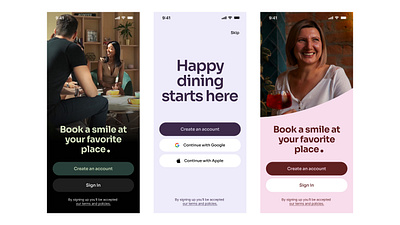 Restaurant Reservation App Onboarding Screens application design interface onboarding product reservation restaurant screen ui walkthrough