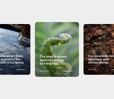 Science article preview cards card carousel clean minimal preview cards science ui user interface