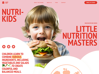 Nutri-Kids | Cooking school for kids | Web branding bright colors fonts home project mock projects nutrition courses for children nutritional courses nutritionology online courses parenting site ui uxui web