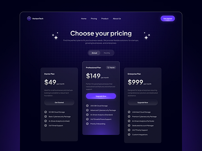 Pricing Page Dark UI app branding dailyui dark design figma graphic design illustration minimalism modern pricing product design tech typography ui user interface ux vector webdesign website