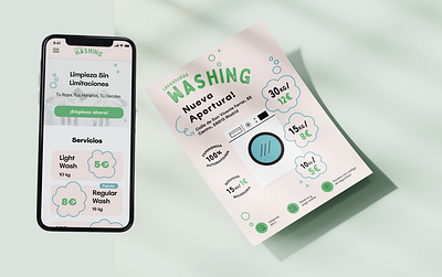 48h Challenge: Flyer and Mobile Web Design for Laundry Service branding clean design graphicdesign laundry ui ux uxuidesign wash
