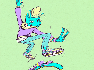 Alien Skateboarder - Character Design alien character character design colorful fun skate skateboarding