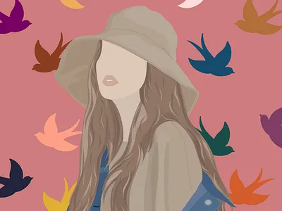 Aesthetic Woman Portrait. Wall Art for Sell abstract advertising aesthetic birds digital art digital design graphic design portrait teespring vintage wall art wall decor wall poster wallboard woman portrait