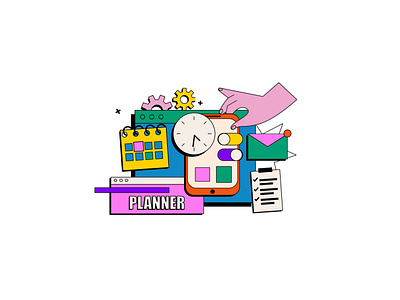 Planning GIF 2D Animation 2d abstractart animation art design artistic expression colorful animation creative animation digital art flat gif illustration lottie modern art motion motion graphics planning time management