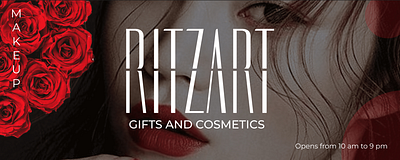 Ritzart: A beautiful place for all your cosmetics and gifts. branding graphic design logo poster design ui uiux