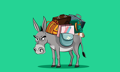 Burdened but Unbroken: The Tenacious Donkey 2d adobe illustrator character design graphics design vector art