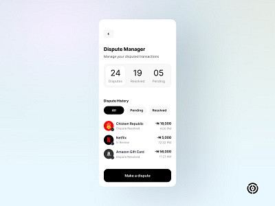 Fintech Dispute Manager app card design dispute fintech mobile app transaction ui ux