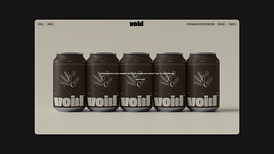 Hero for VOID (a beverage company) branding clean hero landing page minimal ui