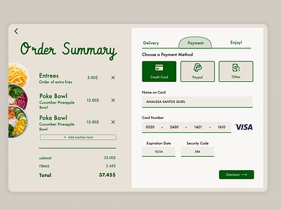 Order Summary for Restaurant checkout creditcard daily ui daily100 day2 design ecommerce foodapp ordersummary paymentgateway restaurant ui uichallenge userinterface webdesign