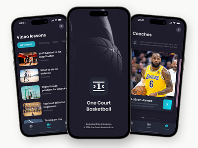 One Court Basketball – video tutorials from professionals app app with tutorials basketball coach design drills football mobile app mobile design pro professional skills sport train trainer tutorials video app video lessons videos workouts