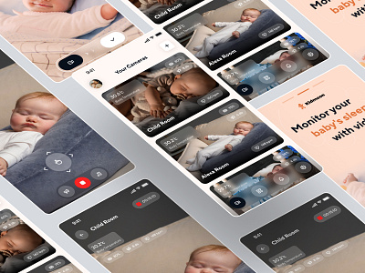 Baby Monitoring App UI android app ui design baby care app baby monitor baby monitor app branding care mobile app ios ios mobile app design minimal app design mobile ui design mobile ux monitor app monitor app ui top app designer track app design track app ui ui ui design ux design