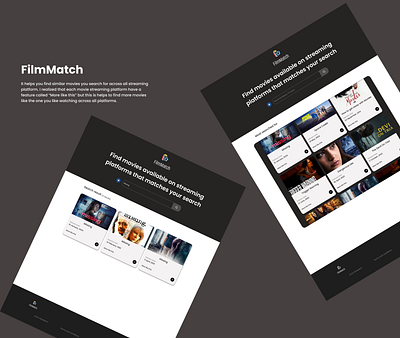 FilmMatch: Movie web design figma ui web design