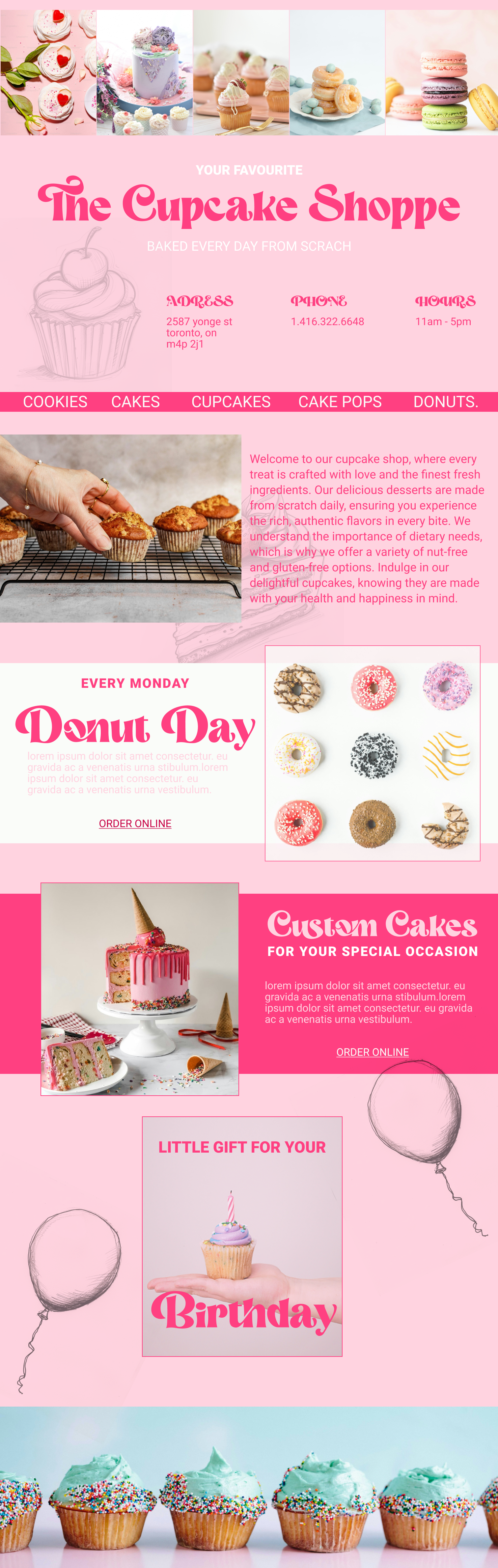 Landing page for Cake Shop branding design landing page typography ui ux web design