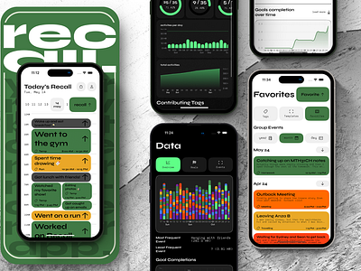 Recall : Daily Habit Recording App app art branding calendar graphic design habits productivity ui ux