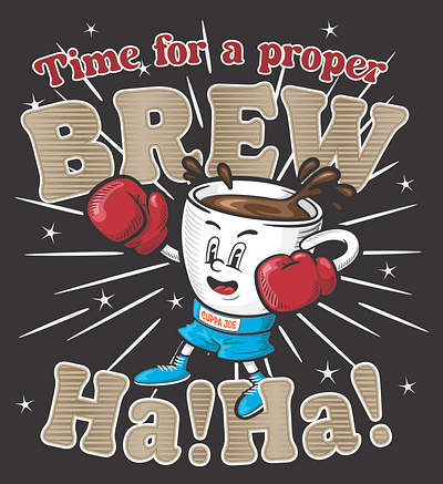 Coffee Brew Ha! Ha! Illustration for T-Shirts coffee design funny graphic design hand drawn humor illustration t shirt vector