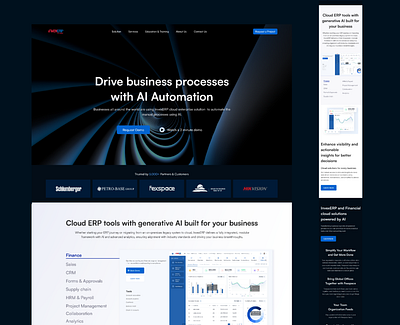 Invex ERP (Landing page for a cloud services platform) branding design illustration ui ux