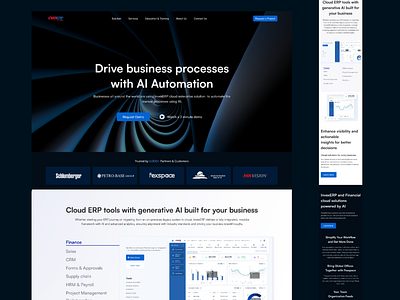 Invex ERP (Landing page for a cloud services platform) branding design illustration ui ux