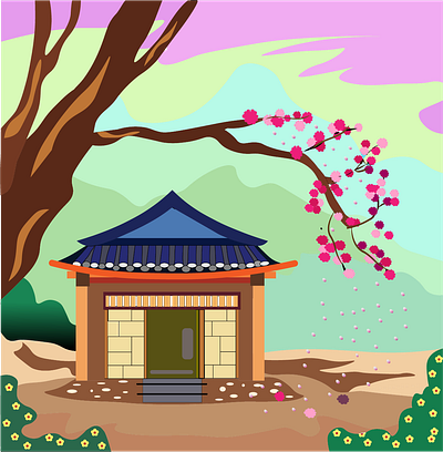 하옥 - a traditional Korean house design illustration illustrator korea vector