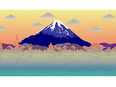 Japan iconic landscape cityscape design illustration illustrator japan landscape vector