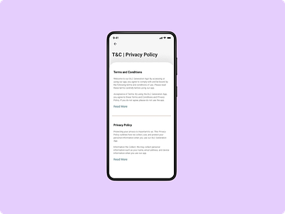 T&C | Privacy Policy Screen app mobile app mobile app design tc | privacy policy ui ui design uiux design ux