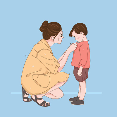 Vector illustration mom and daughter art branding daily art design digital art illustration korean korean style mom and child ui vector art wallpaper