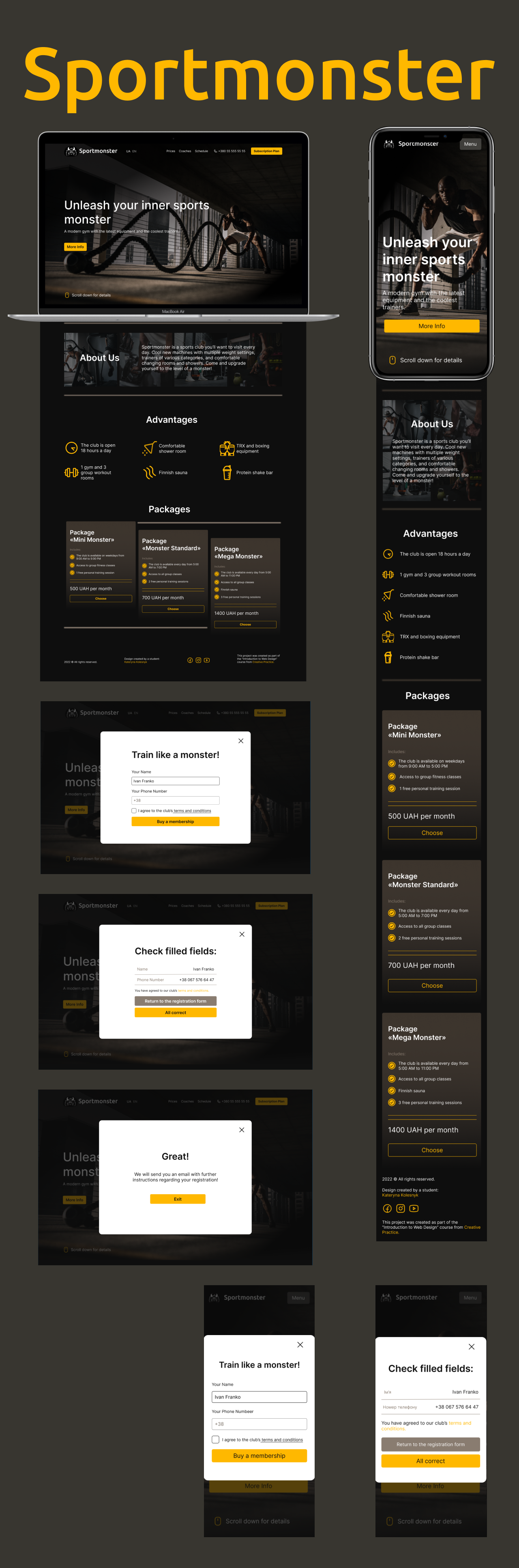 Website Sport / Gym / Fitness design landing page ui ux webdesign website