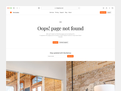 404 - page not found 404 404 error 404 page contact support cta design exploration figma go back homepage navbar navigation oops! page not found page not found product design stay updated subscribe ui ux web web design