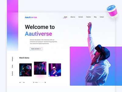 Aautiverse Virtual Reality - Web Landing ai artificialintelligence bolddesign cleandesign landing minimaldesign moderndesign trending trendingnow ui ui design usercentered usercentereddesign vr web web landing webdesign webpage design