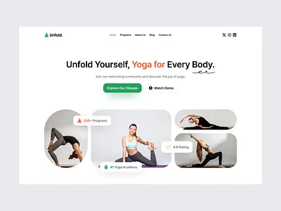 Yoga Academy Web Design academy branding clean design dribbble dribbble best shot fitness landing page minimal product ui web webdesign website website design yoga yoga classes