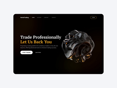 VerdeTrading - Homepage abstract animation finance fintech gold homepage landing page trading ui user interface visual design website