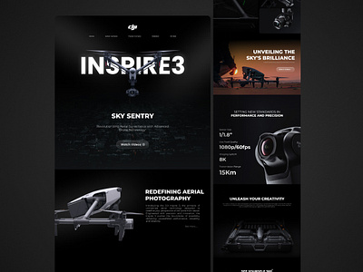 Dji Inspire3 landing page UI design brand creative dji drone ecommerce landingpage landingpageui mdgrpias minimal productdesign saas ui userinterface ux webui