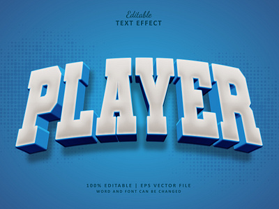 Text Effect Player 3d logo poster rugby text effect