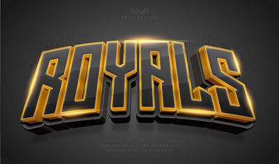 Text Effect Royals 3d dark diamond esports gold logo royal text effect