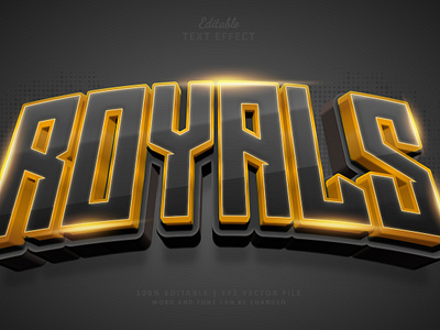 Text Effect Royals 3d dark diamond esports gold logo royal text effect