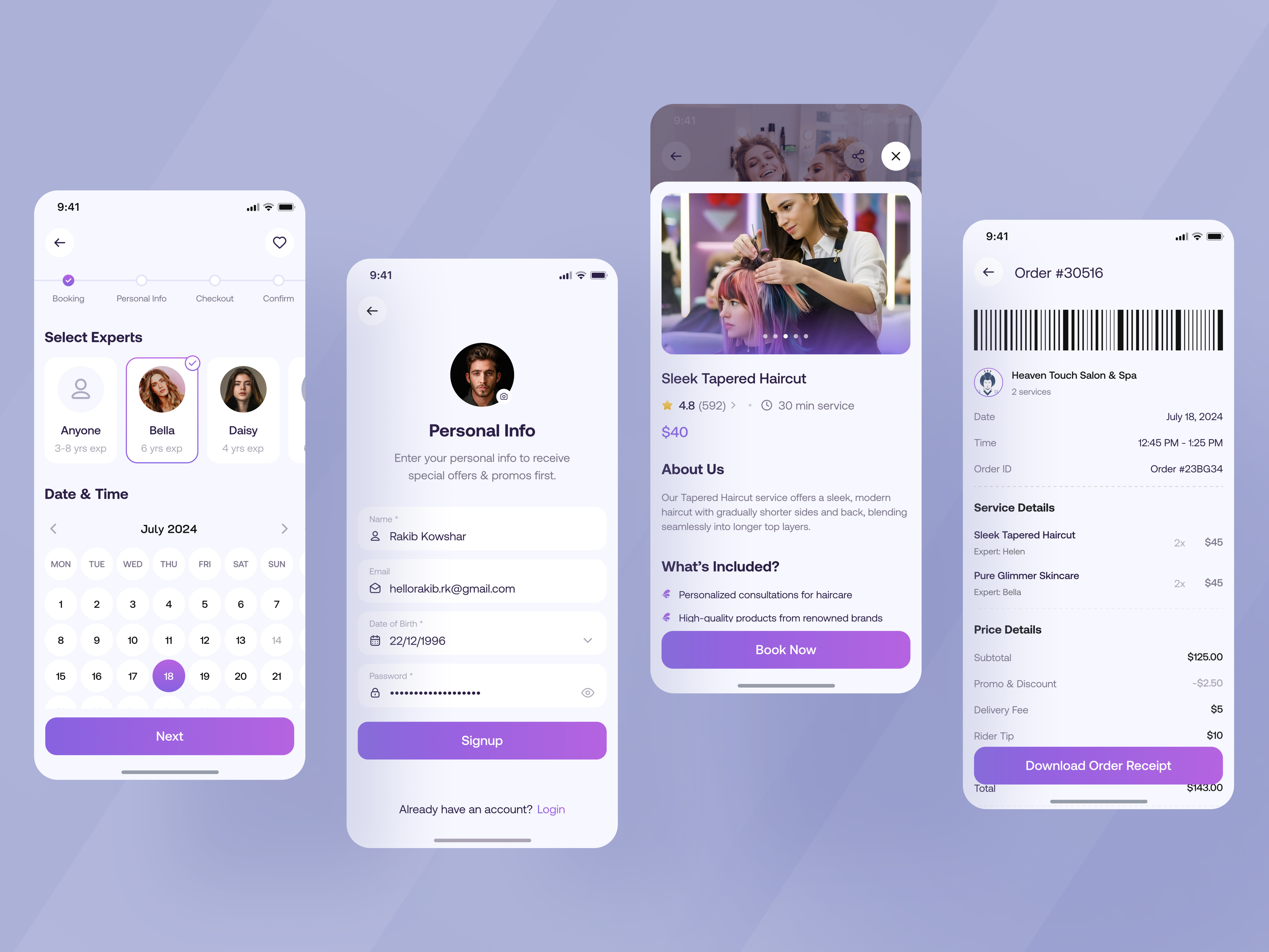 Example of Salon & On Demand Booking App