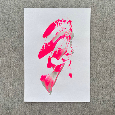 Pink silver abstract art contemporary design illustration minimal