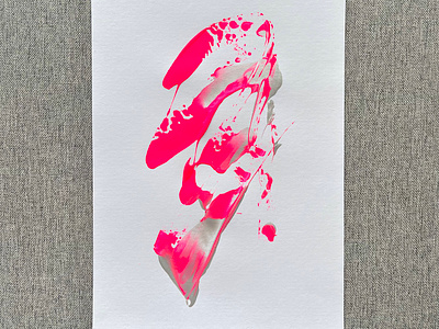Pink silver abstract art contemporary design illustration minimal