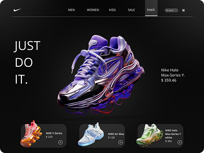 Sneaker Website Design ai amazing branding concept design ecommerce futuristic ideas inspiration new nike shoes shopping sneakers ui vector web website