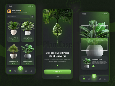 PlantEase🌿- Mobile App ai app design buyplants colors dribbble ecommerce figma gardening gradients home mobile app mygarden naturelovers plant plantapp plantease popular trees ui ux