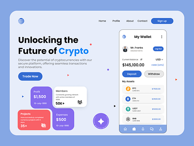 Cryptocurrency Landing Page 🔥 animations app design crypto crypto exchange web pages cryptocurrency designs figma landing page ui ui ux ux web design website design