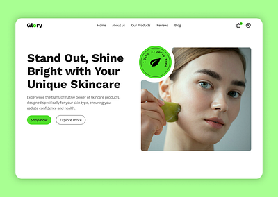 Glory: Skincare Product Website Landing Page Design cosmetic brand landing page design community designdaily dribbble hero page landing page minimal design modern product design skincare design page sleek and simple ui uiux