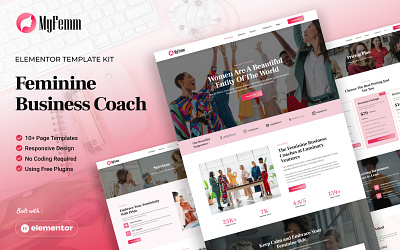 MyFemm - Feminine Business Coach Elementor Template Kit 3d animation branding graphic design logo motion graphics ui